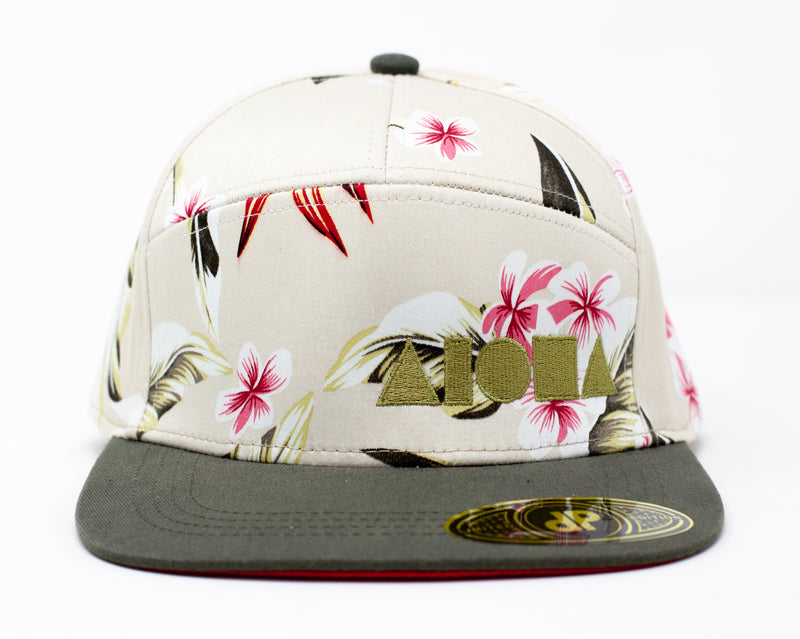 Hawaii "Kahi" Floral 7 Panel Aloha Flatbill Cap