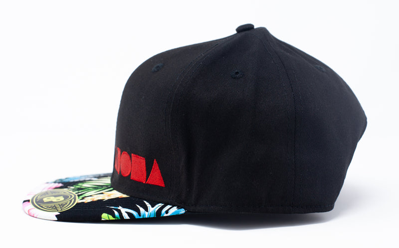 Hawaii "Black Seductive Pua" Floral Bill Aloha Flatbill Cap