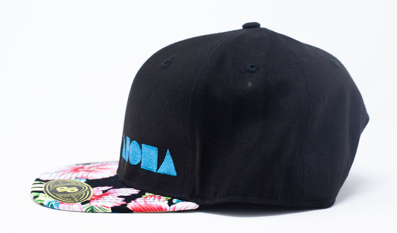 Hawaii "Black Seductive Pua" Floral Bill Aloha Flatbill Cap